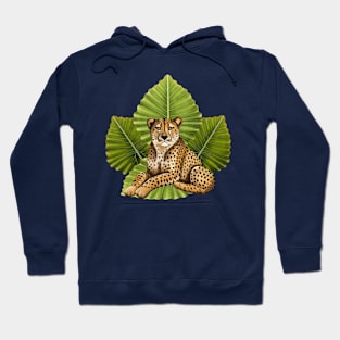 Cheetah on Taro Leaves Hoodie